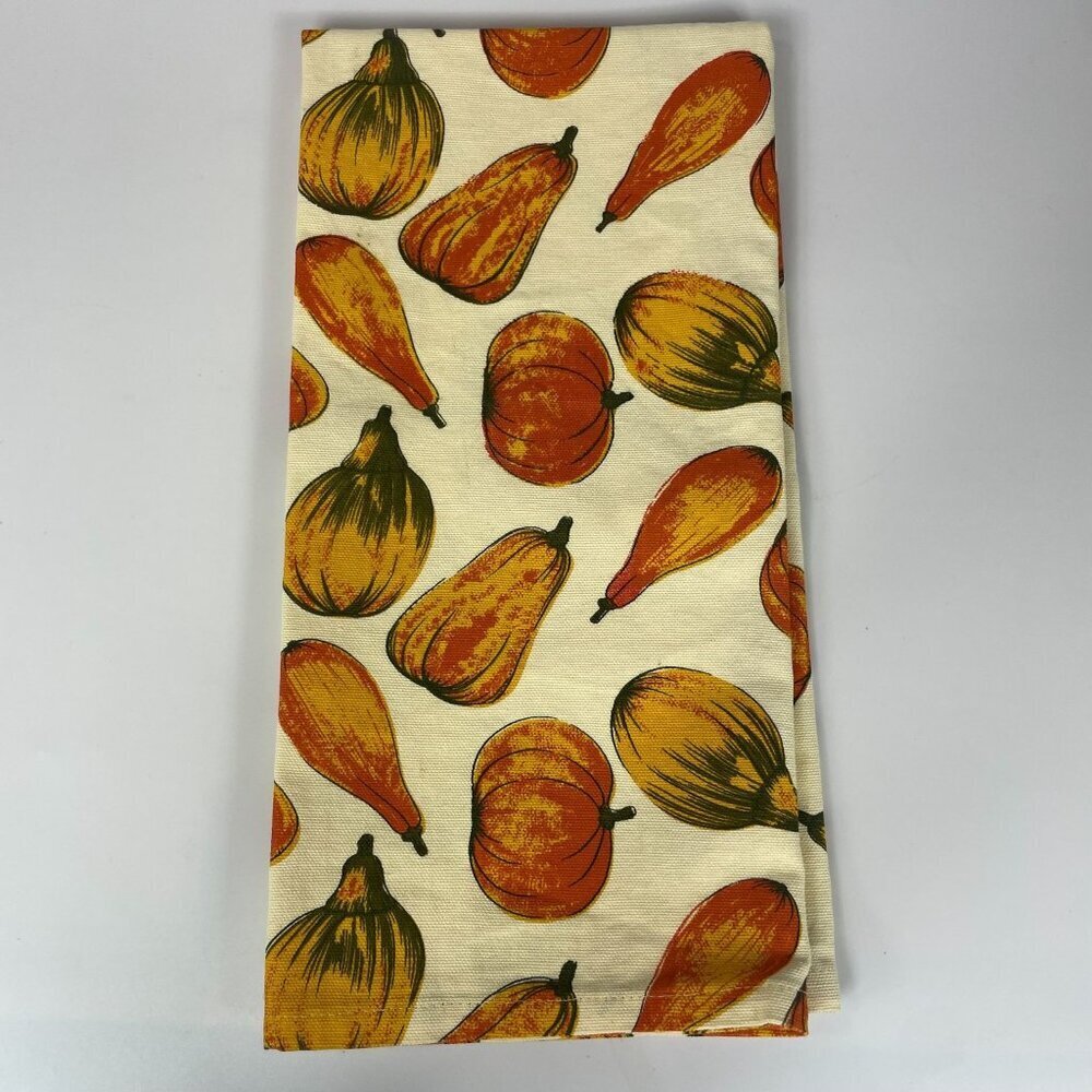 Karis Harvest Squash Pumpkin Print Cotton Kitchen tea Towel Fall Thanksgiving